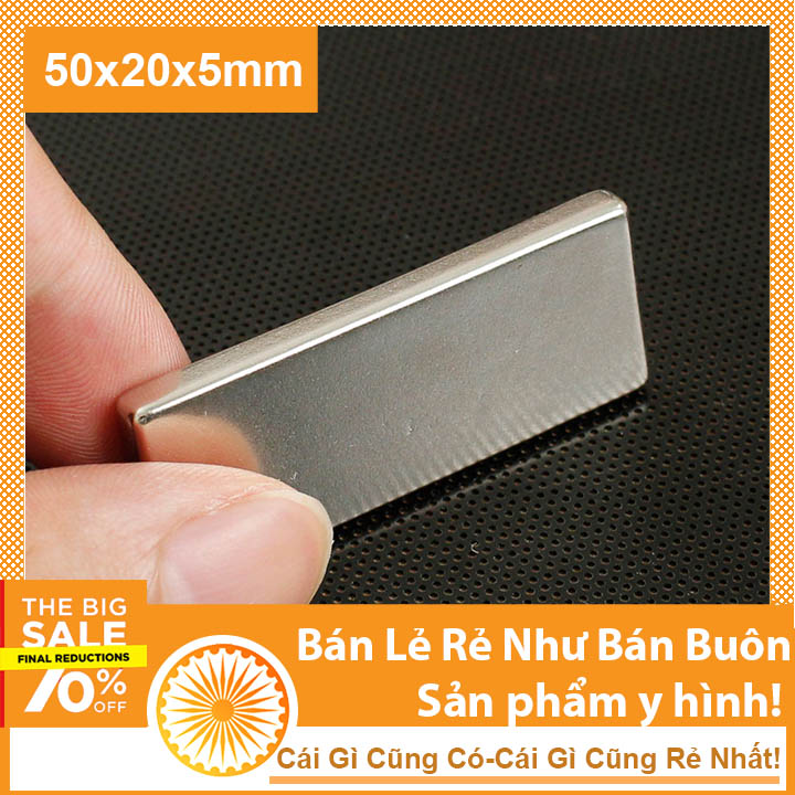 Nam châm đất hiếm 50x20x5mm từ tính mạnh