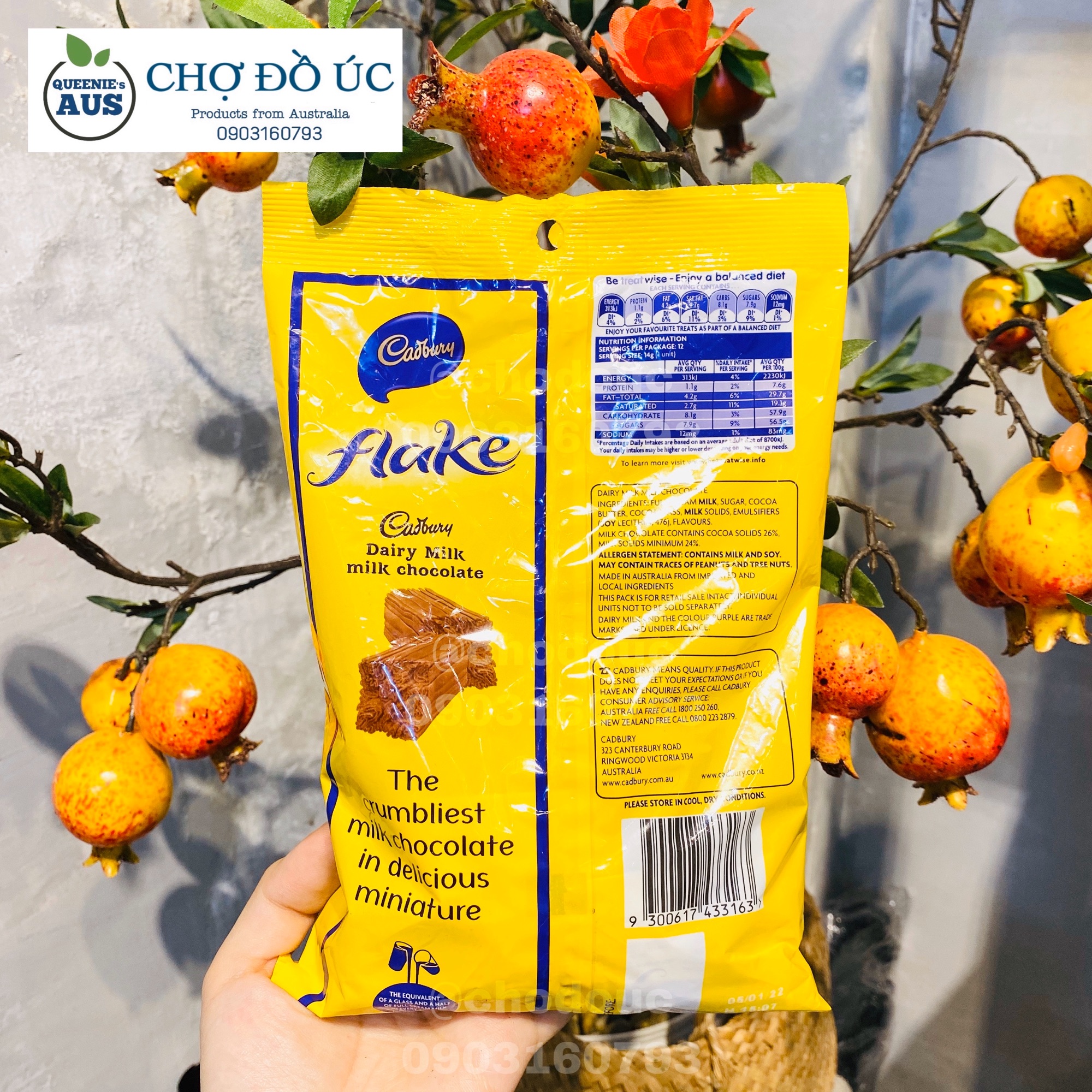 Chocolate sữa dạng thanh CADBURY Flake -  túi 12 thanh