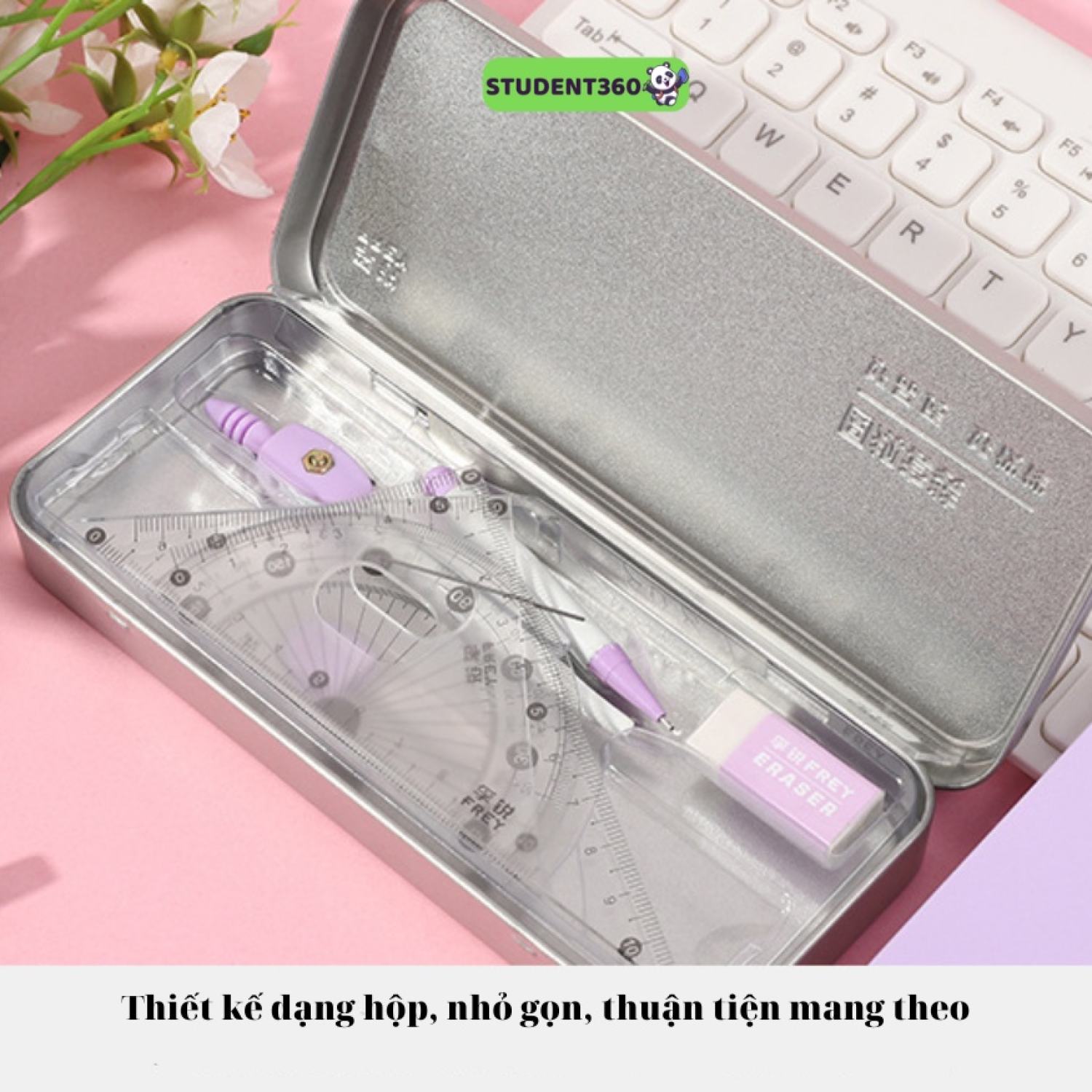 Bộ Thước Kẻ Compa 7 Món Dụng Cụ Học Sinh
