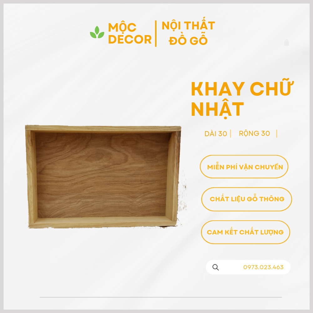 Khay Chữ Nhật đựng Đồ Ăn_Khay Gỗ Thông