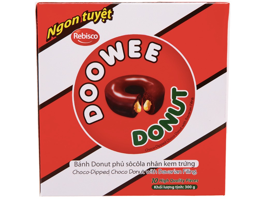 Bánh Doowee Donut Phủ Sôcôla Nhân Kem Trứng (Hộp 10 cái)