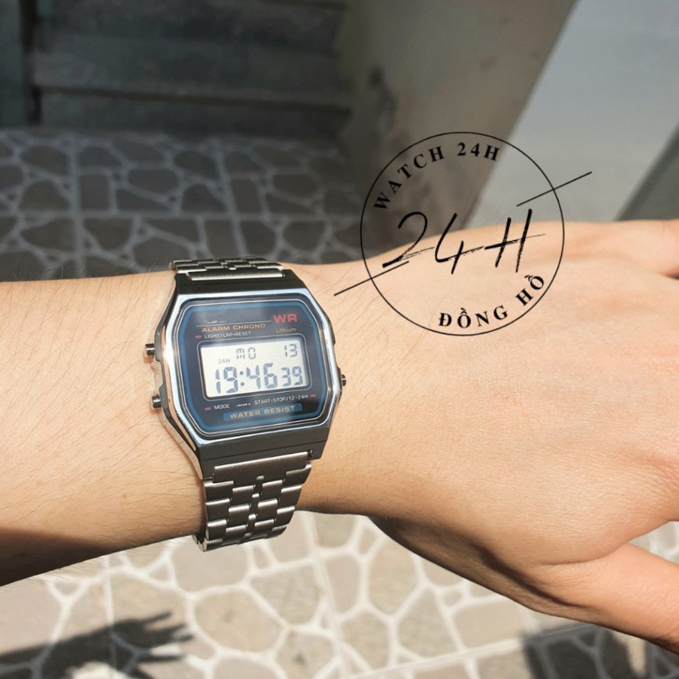 2023 Đồng hồ Nam casio A19 dây thép không gỉ khóa thông mình đồng hồ điện tử cao cấp