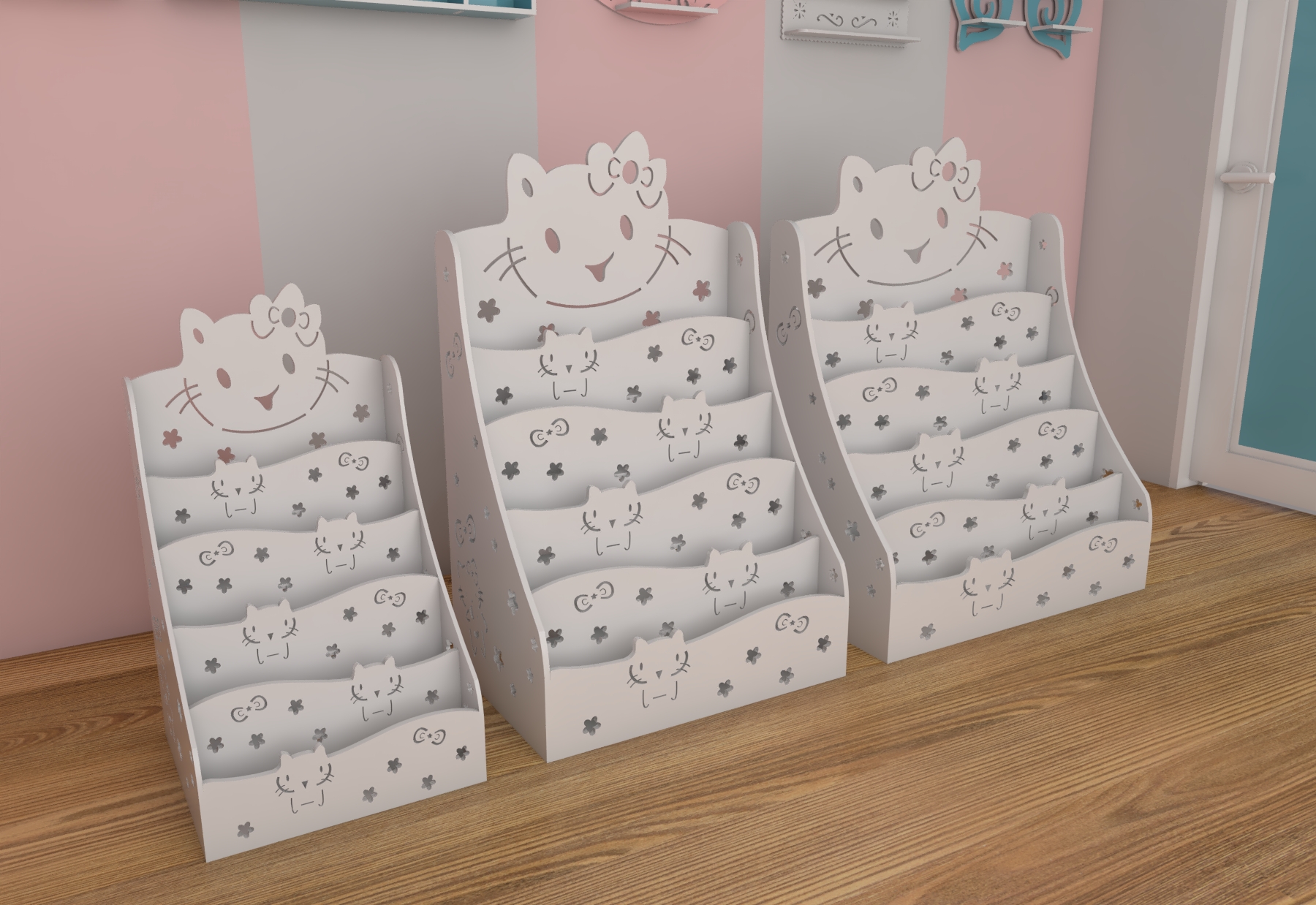 Kệ giá sách Hello Kitty đựng đồ đa năng tự tháo lắp đa năng (3 size)