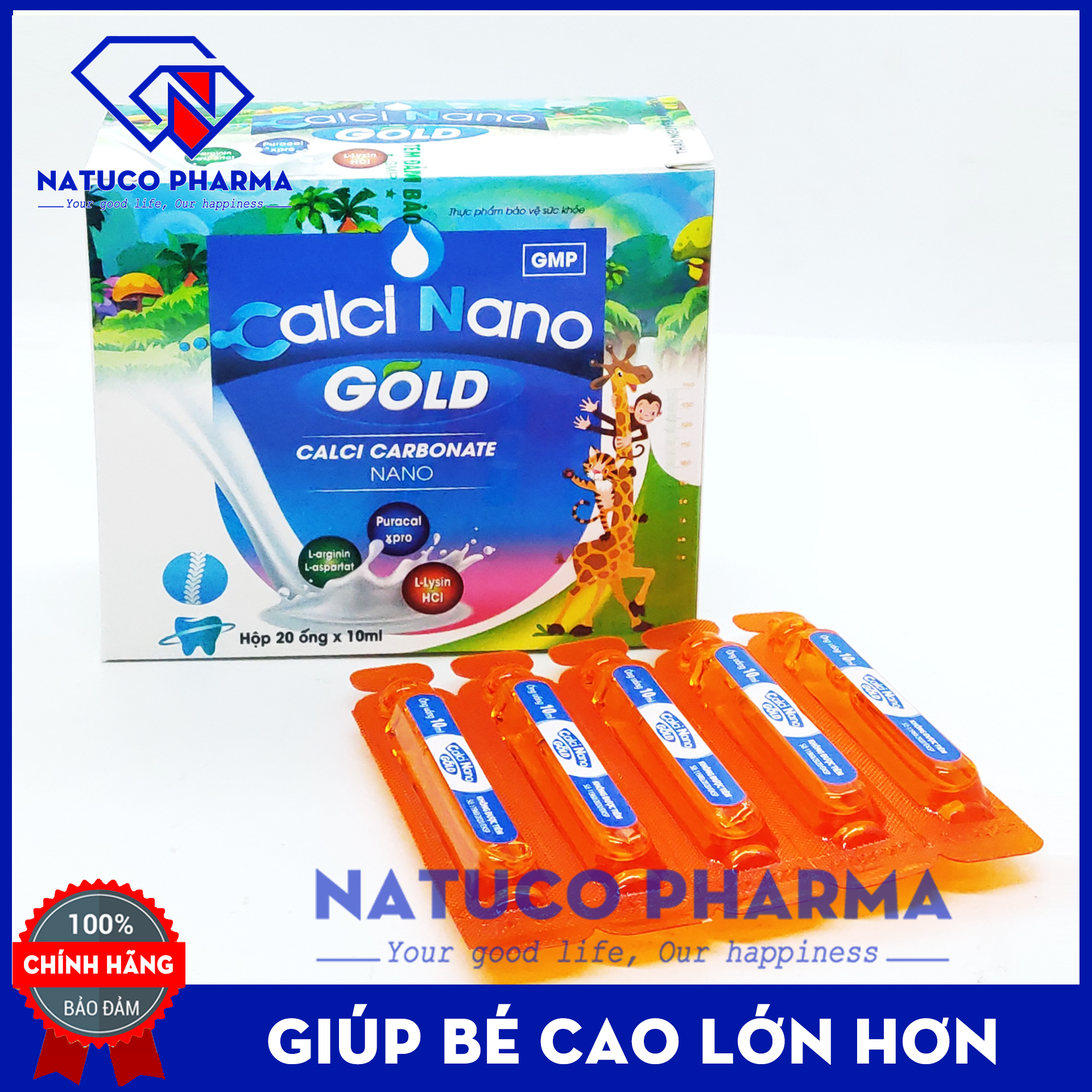 Canxi cho bé Calci Nano Gold giúp phát triển xương, tăng chiều cao