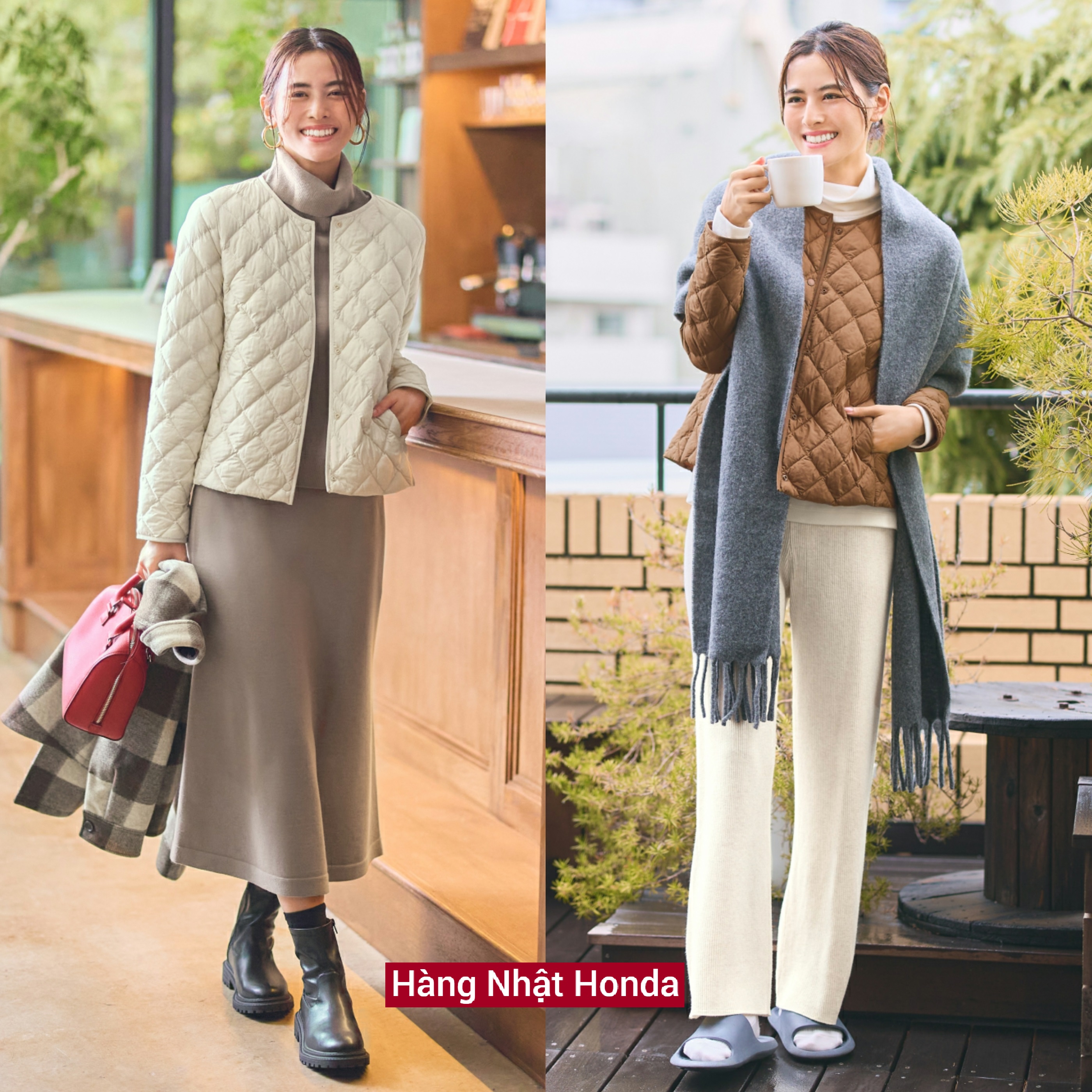 [Auth Uniqlo] Áo Phao Quả Trám Siêu Nhẹ Cổ Tròn Nữ - Tag Nhật