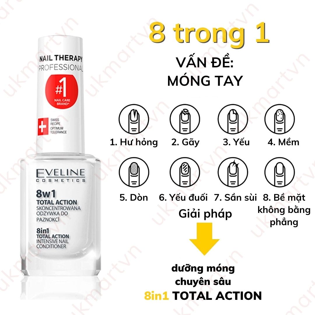 Sơn Dưỡng Móng Eveline 8w1 Total Action 12ml