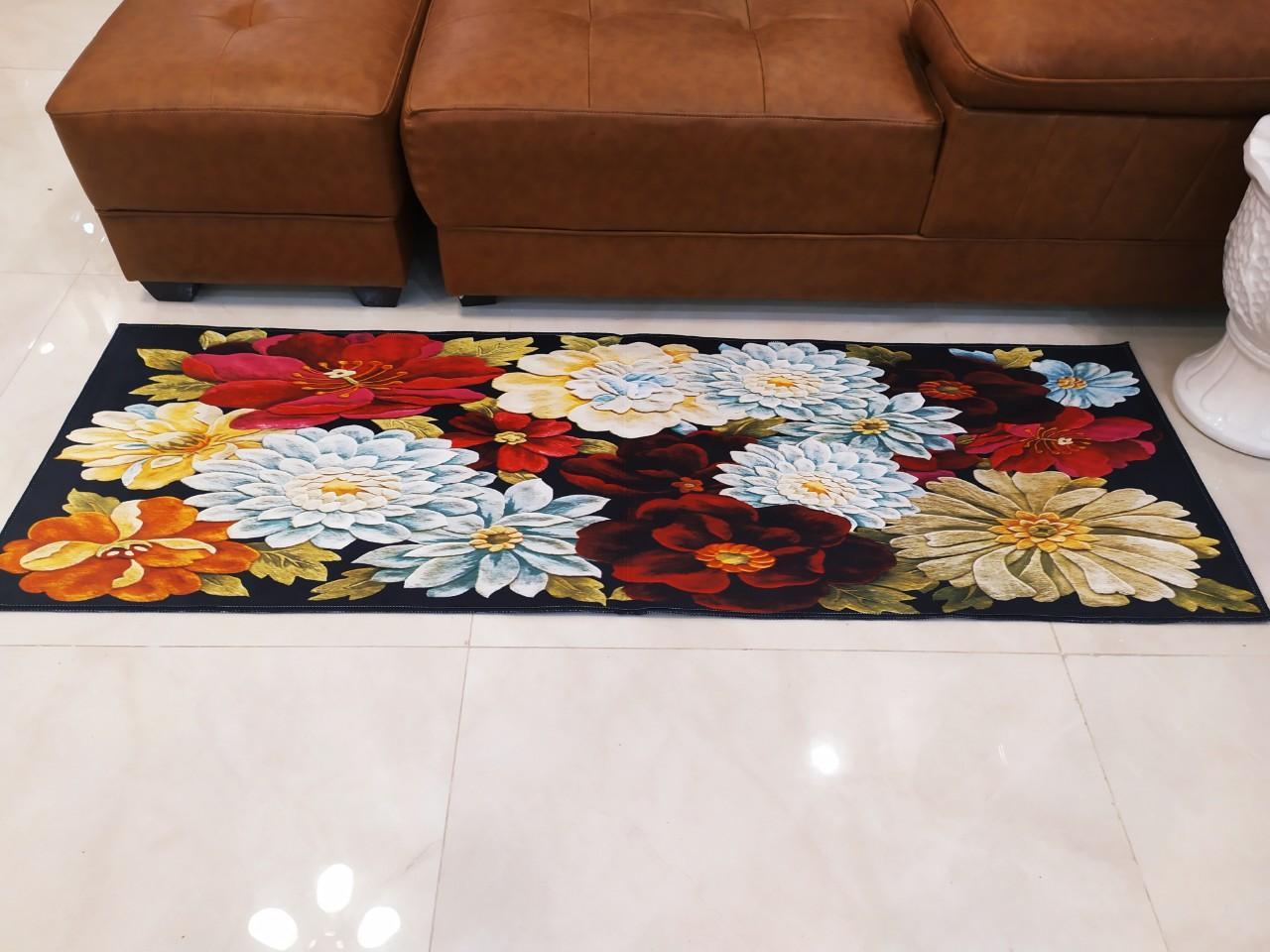 [HCM]Thảm chùi chân chống trơn trượt BaLi họa tiết hoa siêu đẹpThảm khách sạn sang trọng 1m8x 60 cm cao cấp
