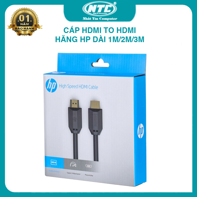 Cáp hdmi to hdmi hãng hp dài 1m/2m/3m tùy chọn - hỗ trợ chất lượng uhd 4k 60hz - nhất tín computer