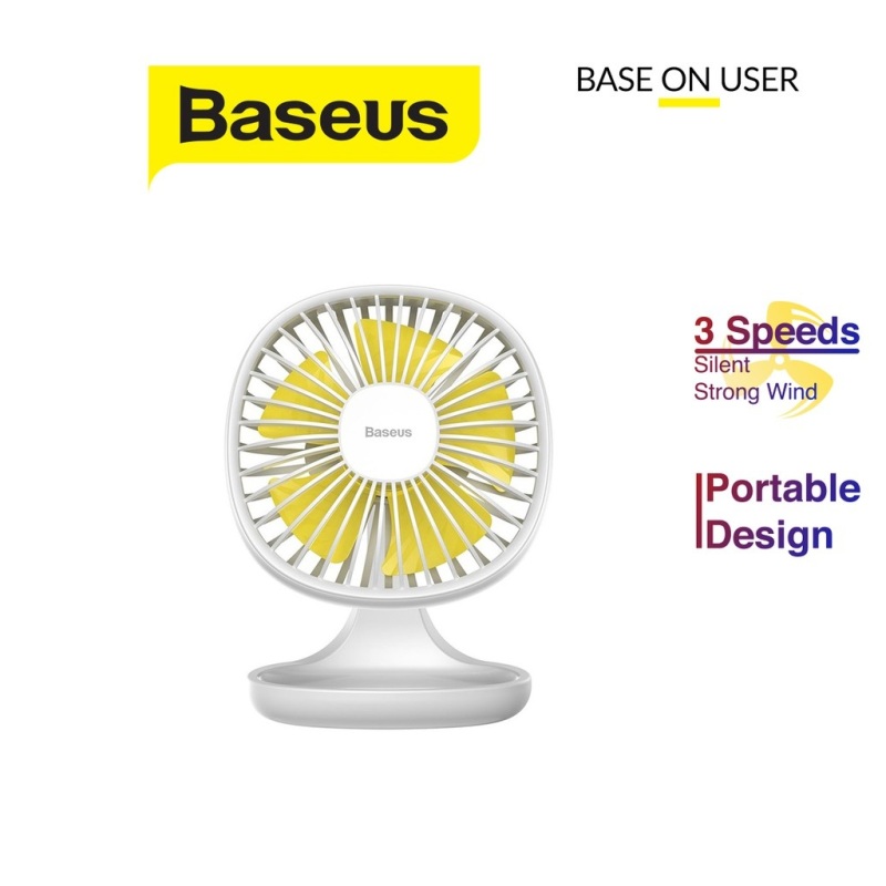 Quạt mini để bàn Baseus Pudding-Shaped Fan chất liệu nhựa ABS cao cấp điều chỉnh 3 mức tốc độ gió vận hành êm ái