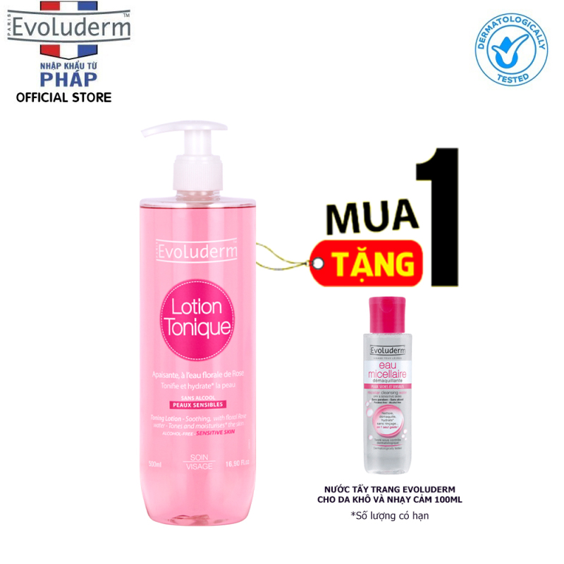 Nước Hoa Hồng Evoluderm Lotion Tonique dành cho da nhạy cảm 500ml