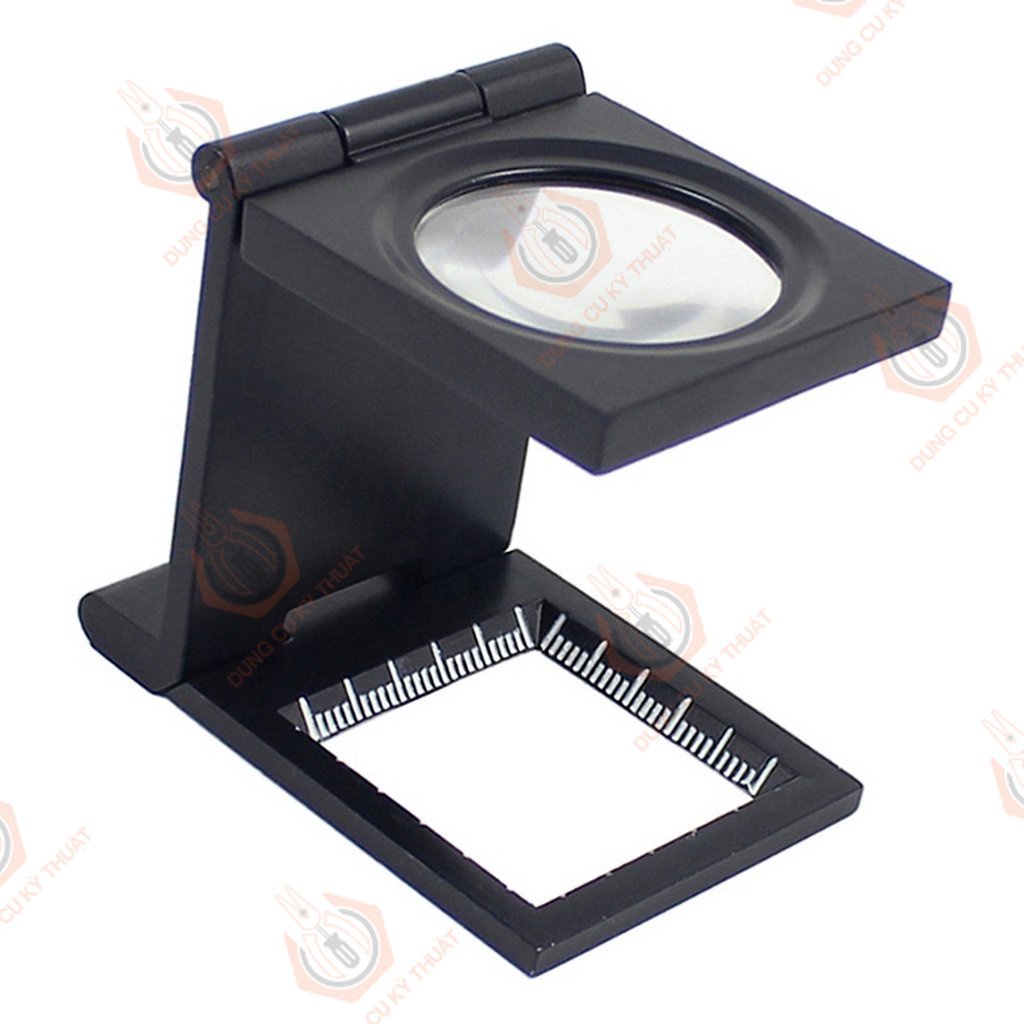 Kính lúp mini để bàn 10x tích hợp thước đo, có đèn led, hợp kim kẽm có thể gấp gọn _