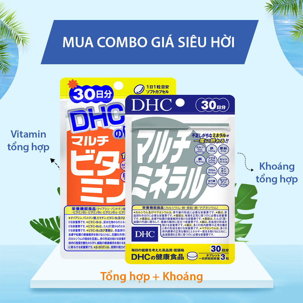 Viên uống Vitamin tổng hợp DHC Nhật Bản Multil Vitamins thực phẩm chức năng bổ sung 12 vitamin thiết yếu hàng ngày nâng cao sức khỏe, làm đẹp da gói 30 ngày TA-DHC-MUL30