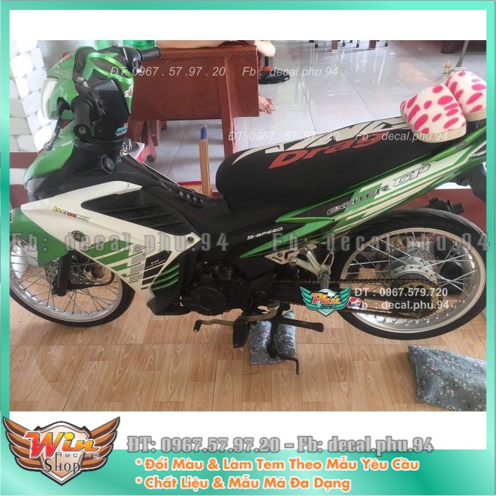 Tem rời exciter 135 trắng xanh lá giả zin