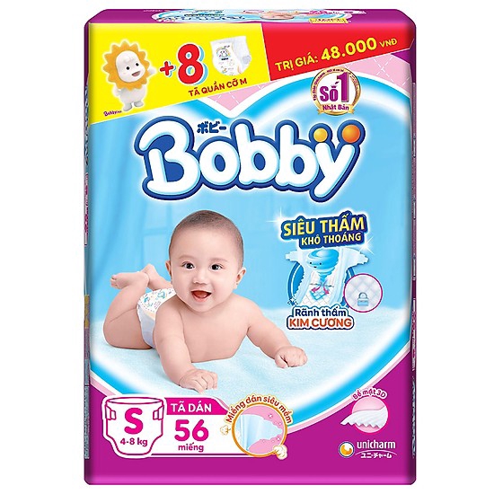 Tã Dán Bobby Fresh Siêu Mỏng S56/S80