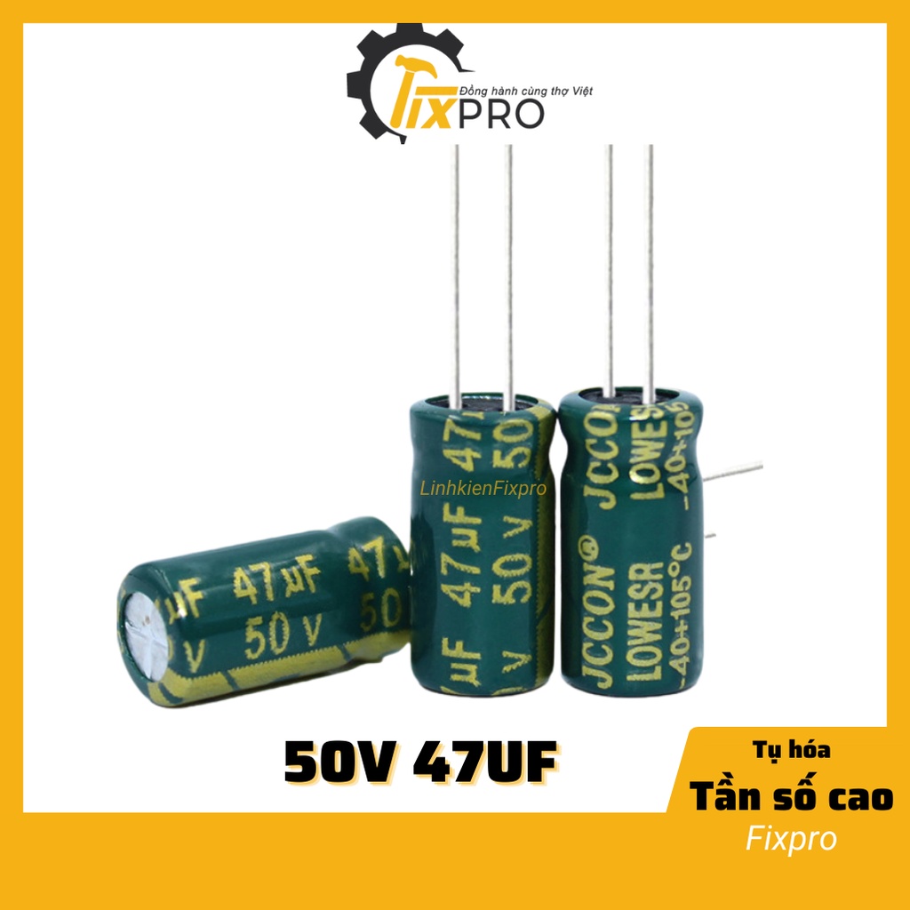 Tụ hóa 50v 47uf 6x12mm màu xanh tần số cao