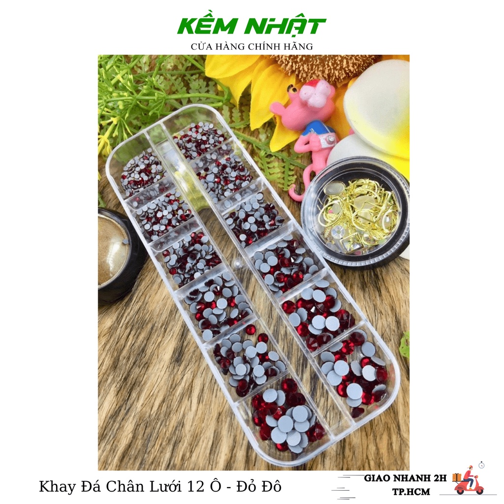 Khay đá chân keo lưới mix size, mix size có nhiều mã màu - đính móng, trang trí móng