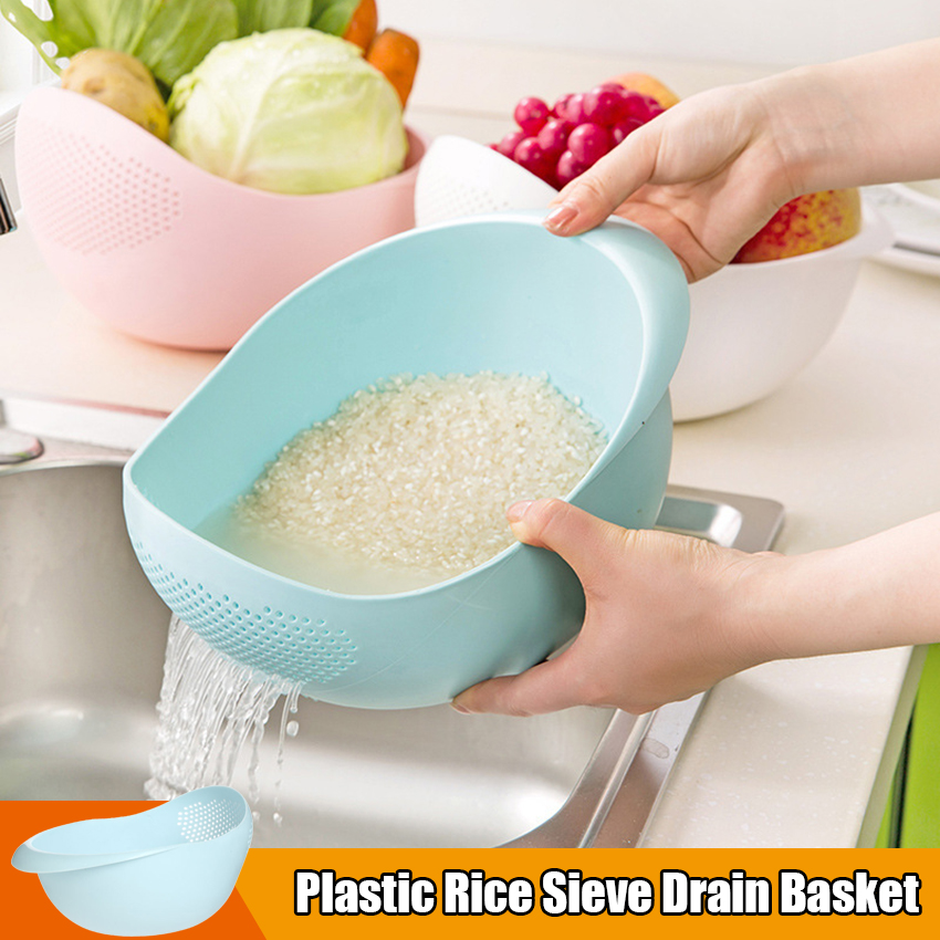 Rice Sieve Plastic Sieve Rice Washing Filter Strainer Basket Kitchen Tools Food Beans Sieve Fruit Bowl Drainer Cleaning