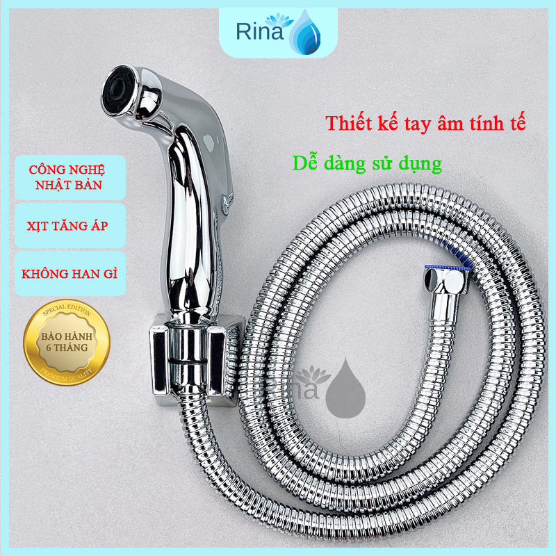 Bộ vòi xịt vệ sinh xi inox vx06 vòi xịt vệ sinh cao cấp nước mạnh bền rina