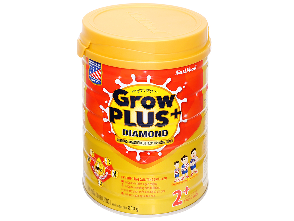 Sữa bột NutiFood Grow Plus+ Diamond 2+ lon 850g (trên 2 tuổi)