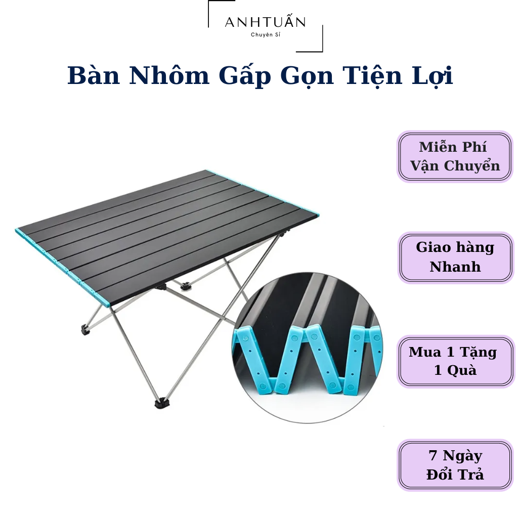 Bàn nhôm gấp gọn đi du lịch picnic dã ngoại cắm trại, nhỏ gọn chắc chắn, dễ dàng tháo lắp mang đi mọi nơi - Anh Tuấn Chuyên Sỉ