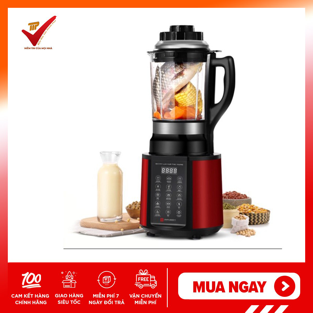 [Voucher 7% Max 800K] (+tặng 101 công thức làm sữa hạt) bản tiếng việt Máy xay nấu đa năng Ranbem RBM-769S làm sữa hạt xay nấu tự động, Công suất 1600W, bảo hành 12 tháng( Model 2018,Bh 12 tháng)