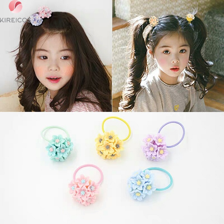 [HCM]Combo 2 Dây Cột Tóc Chùm Hoa Kute Xinh Xắn Cho Bé Gái - Giao Màu Ngẫu Nhiên - kireicos