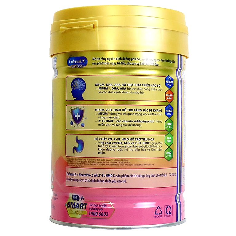 Sữa Enfamil A+ 2 DHA+ MFGM Pro 830G (Dành cho trẻ 6-12 tháng)
