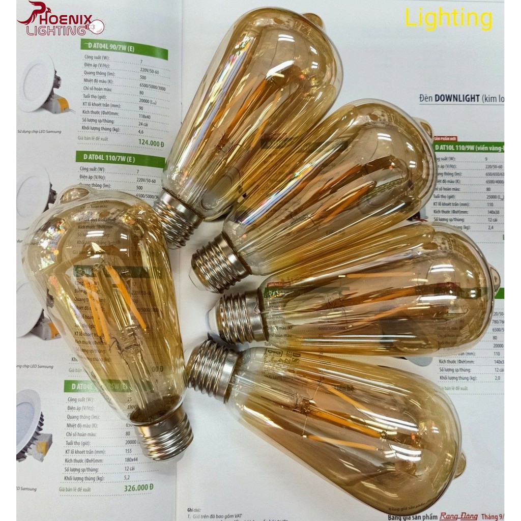 Bóng đèn LED Edison ST64 dimmer vỏ vàng