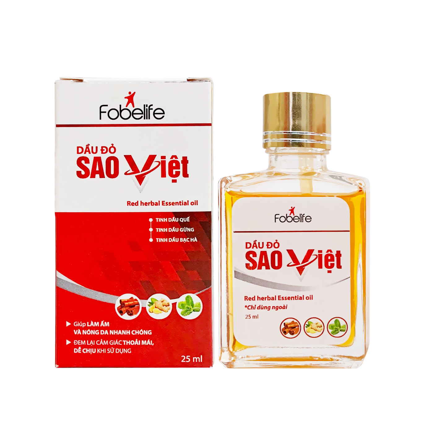 Dầu Đỏ Sao Việt FobeLife Giúp Làm Ấm Cơ Thể Giảm Nnức Mỏi Cảm Lạnh