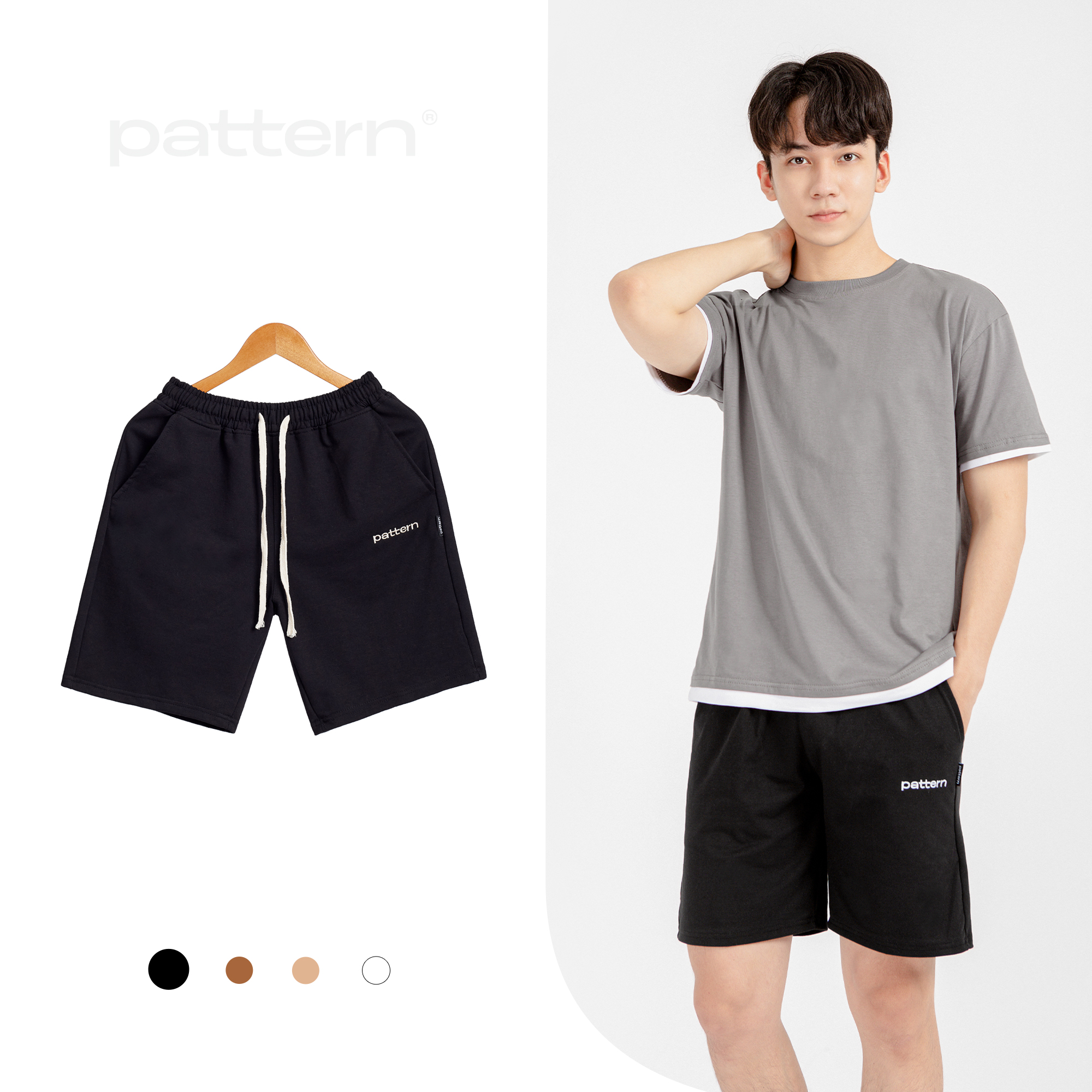 Quần short nỉ nam PATTERN THE 1992 4 màu trơn