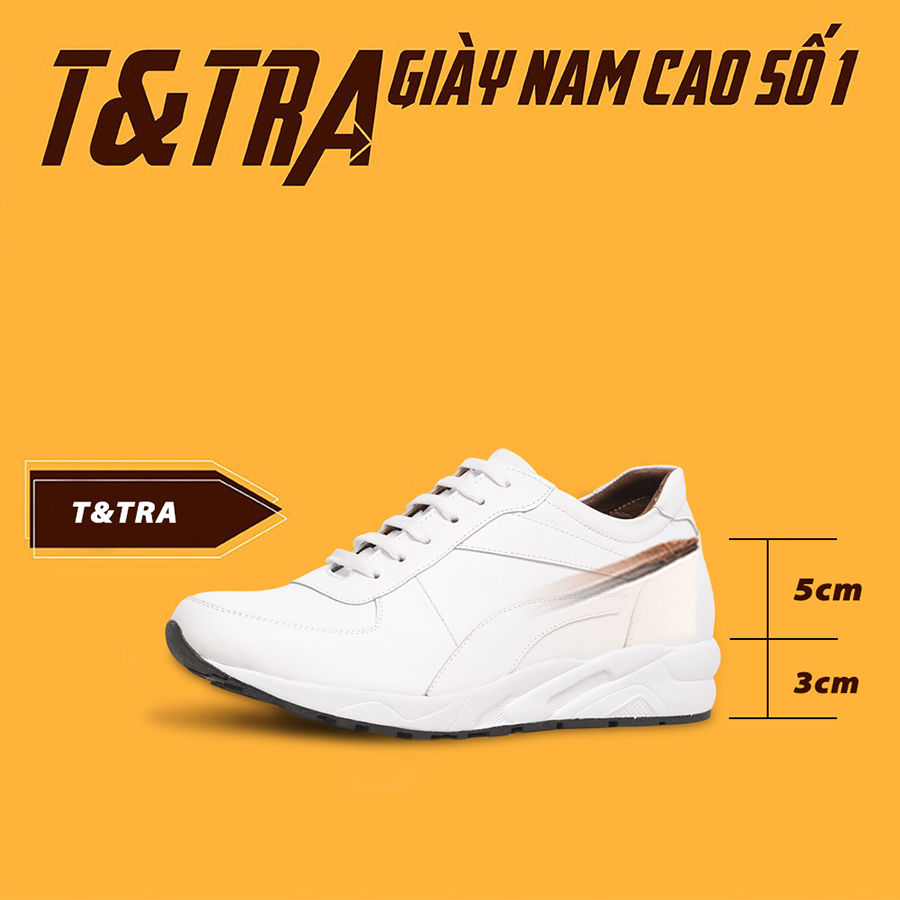 Giày Cao Nam T&TRA T28 Trắng cao 8CM