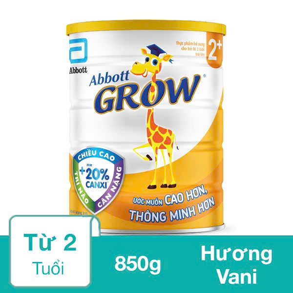 Sữa bột Abbott Grow 2+ 850g trẻ trên 2 tuổi
