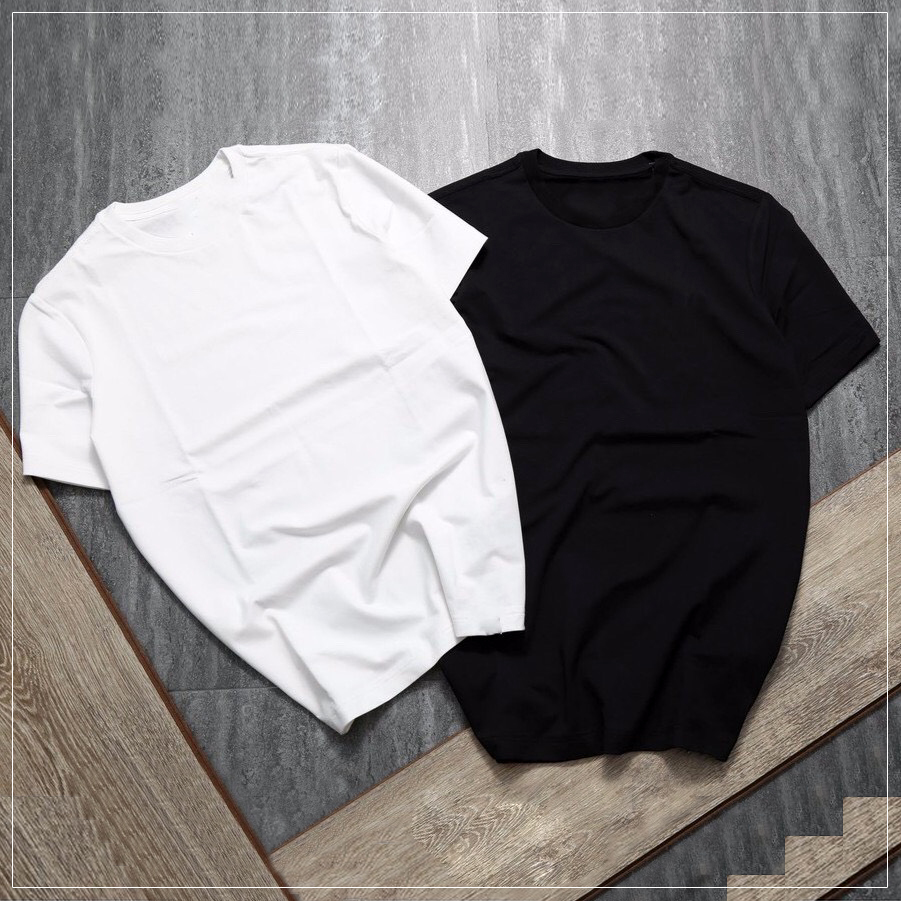 Combo 2 áo thun đen trắng vải dày nam nữ