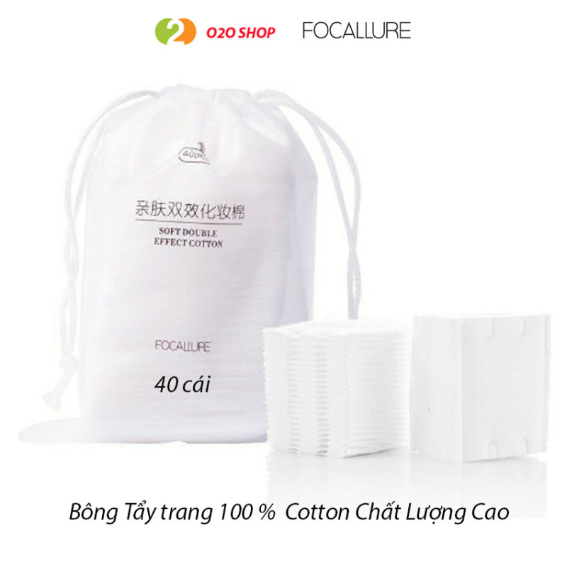 Bông tẩy trang Focallure bịch 40 cái tiện dụng chất lượng cao – 100% cotton - O2O Shop nhập khẩu