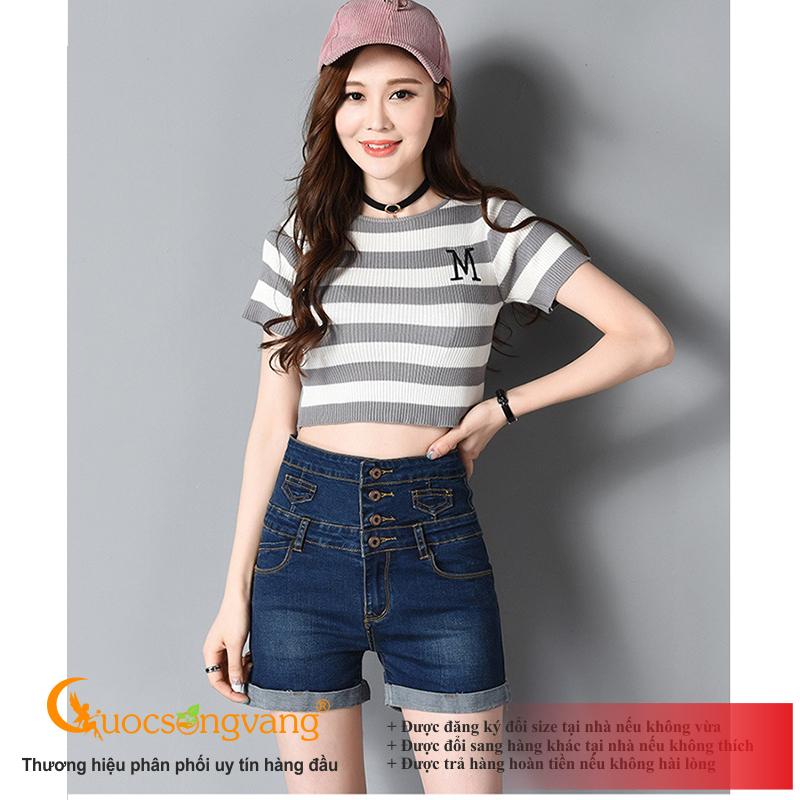 Quần short nữ kiểu quần short jean lưng cao GLQ064 Cuocsongvang