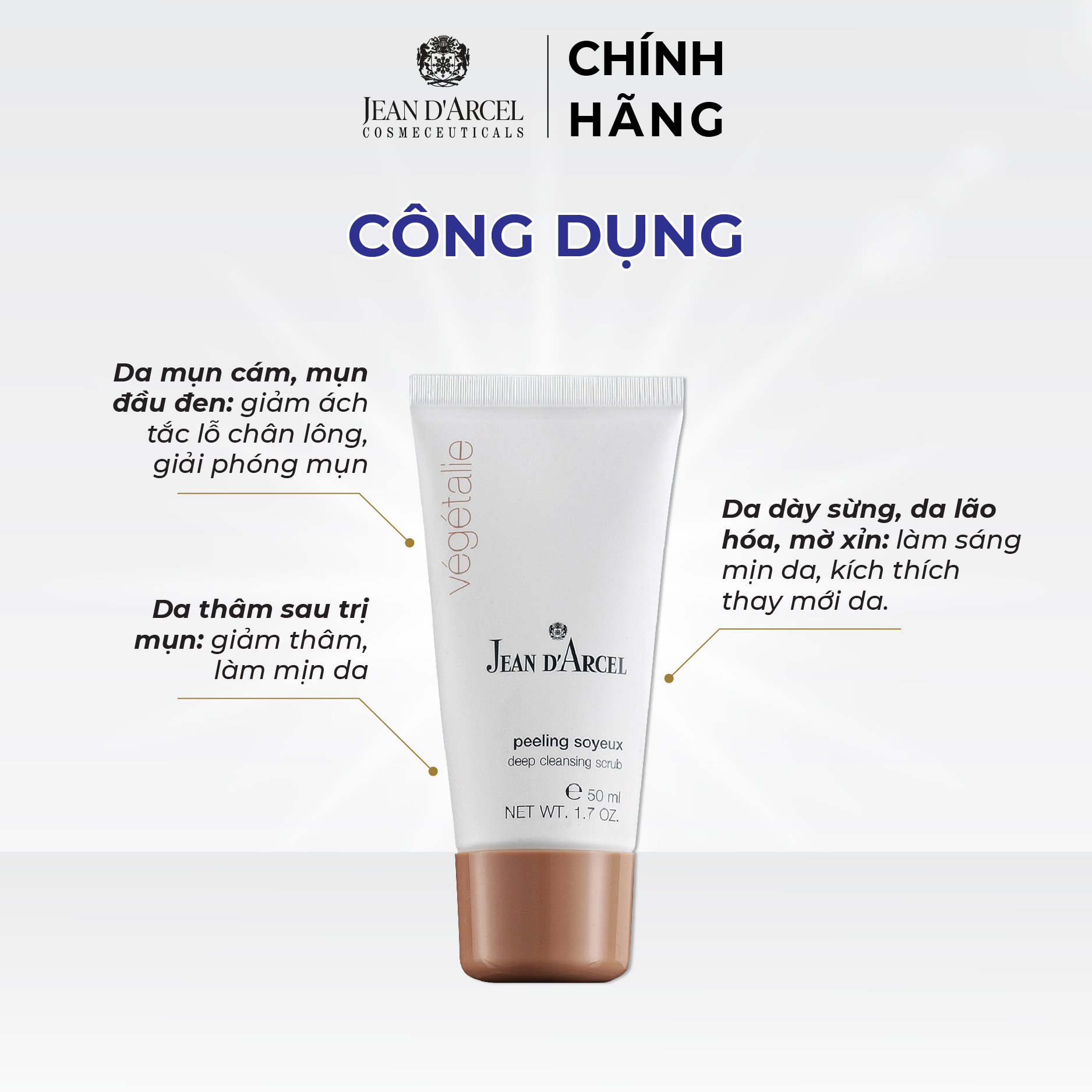 J135 Tẩy tế bào chết dạng hạt thế hệ mới Vegetalie - Deep Cleansing Scrub 50ml - Jean d'Arcel