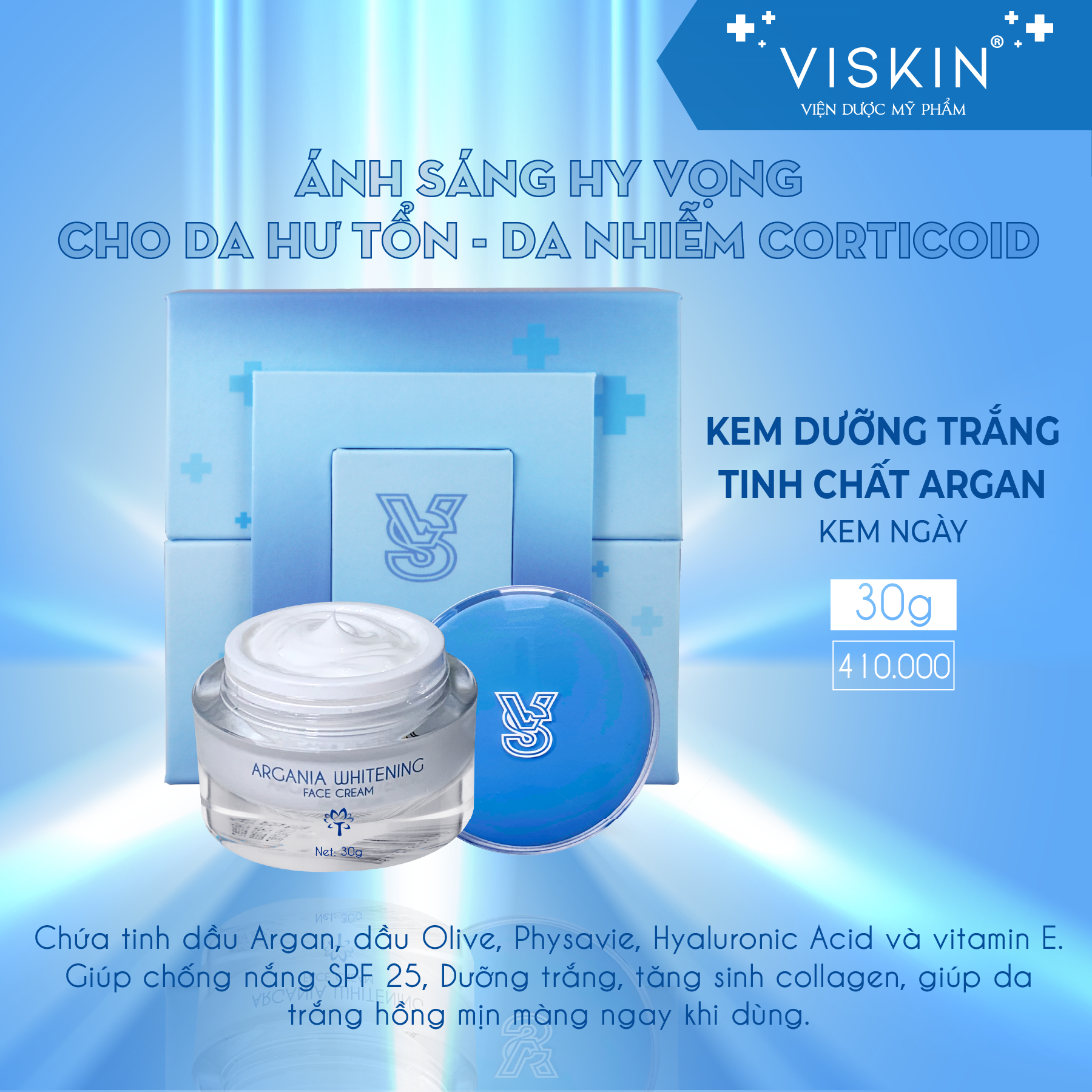 [HCM][CHÍNH HÃNG] KEM DƯỠNG TRẮNG VISKIN TINH CHẤT ARGAN