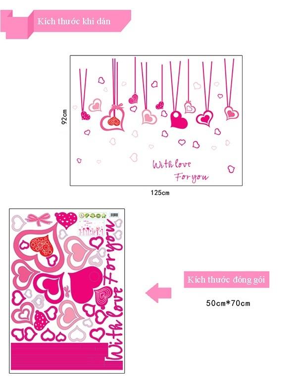 [HCM]DECAL DÁN TƯỜNG DÂY LEO TRÁI TIM HỒNG