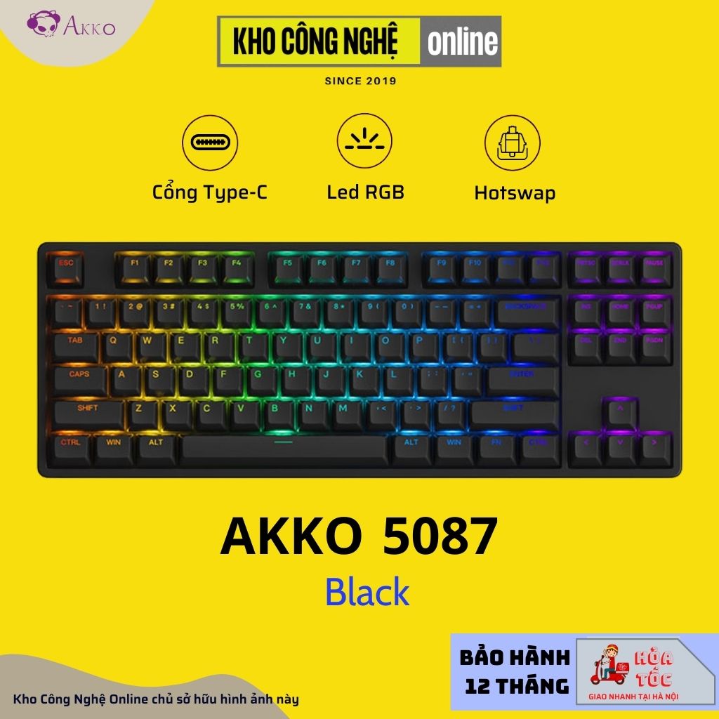 Bàn phím AKKO 5087 RGB ASA – Black / White (Foam tiêu âm / Hotswap / AKKO CS Jelly switch)
