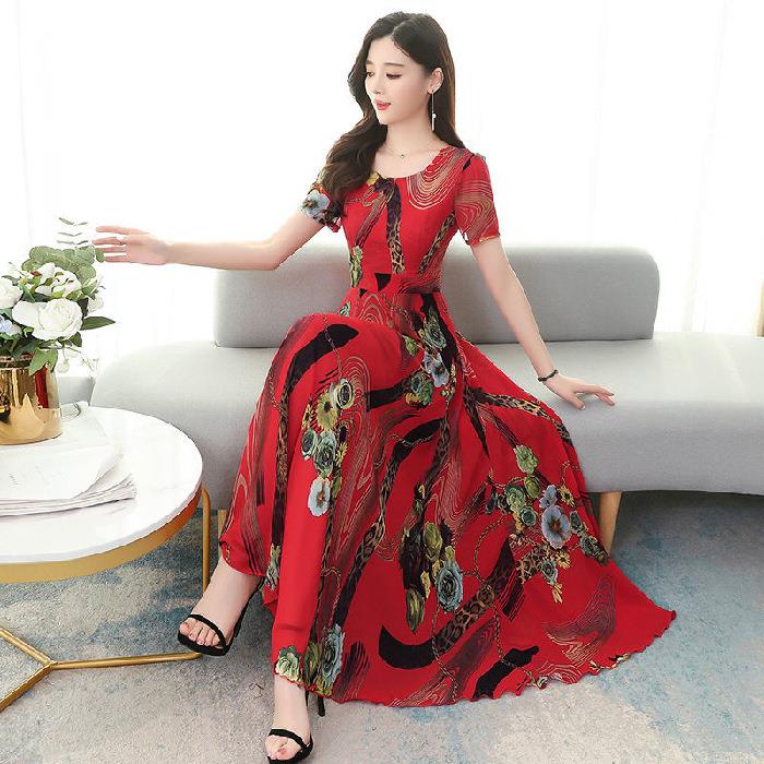 ♧❏ váy đầm xòe tay ngắn cổ tròn mùa hè 2023 cho nữ