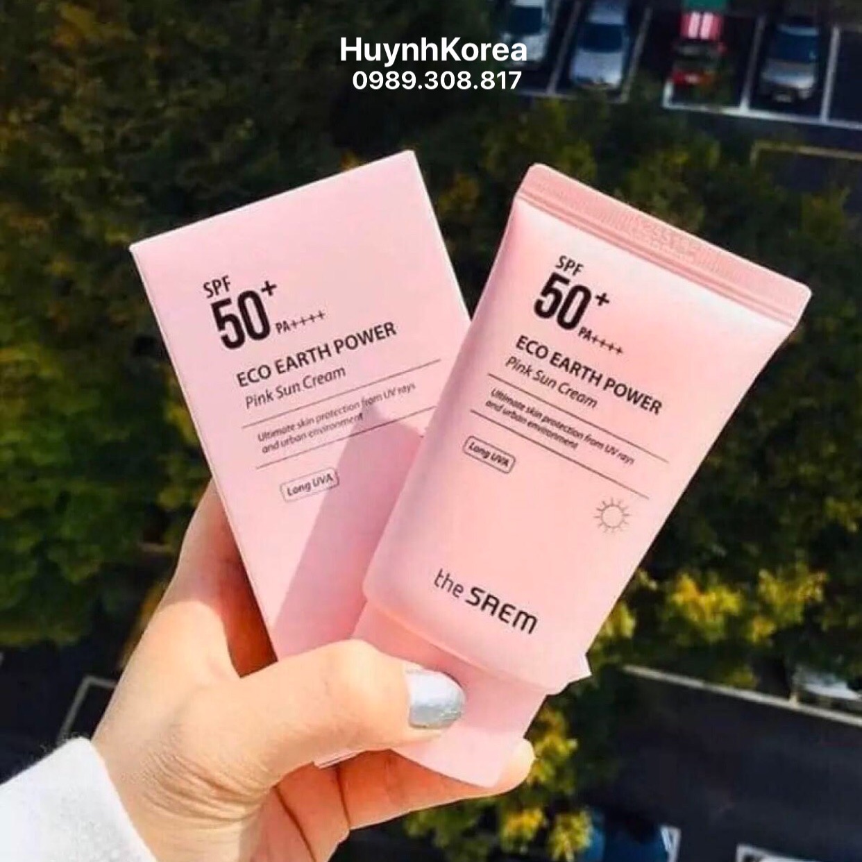 Kem chống nắng The Saem Hồng Hàn Quốc xách tay