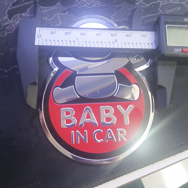 Tem Nhôm nổi BABY IN CAR dán xe