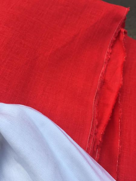 Vải linen tưng gân màu đỏ tươi