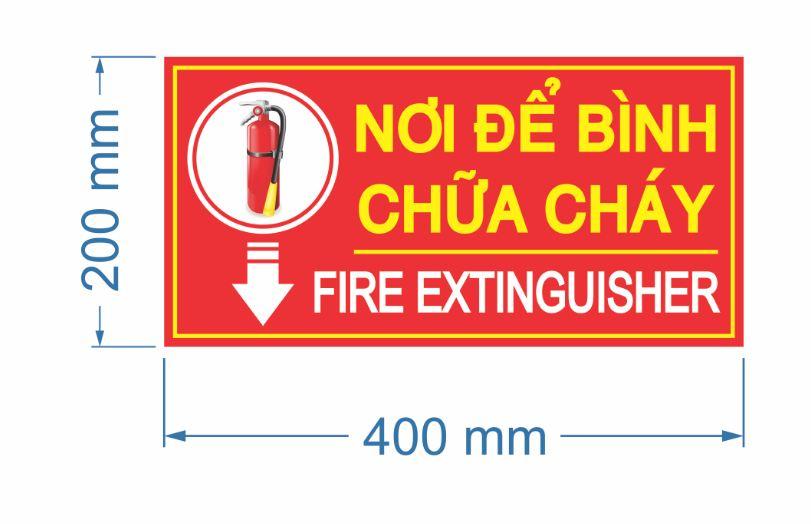 Biển báo nơi để bình cứu hỏa decal dán Fomex 20 x 40cm