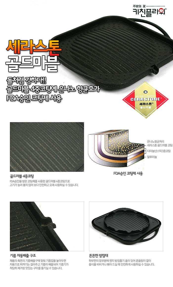 Vỉ nướng Hàn Quốc Kitchen Flower Cerastone 30x30cm