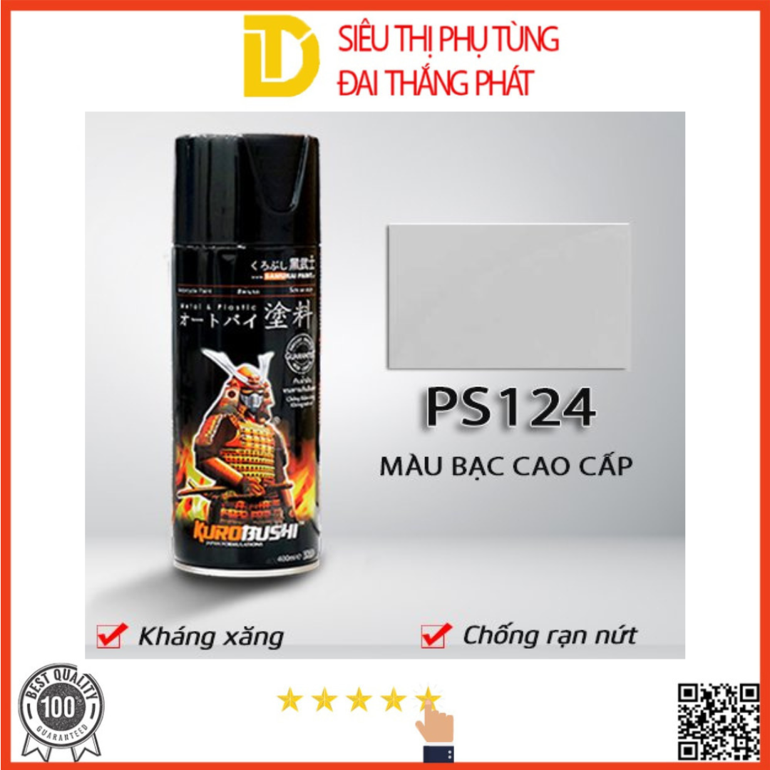 Sơn samurai sơn xịt xe máy ps124-màu bạc cao cấp