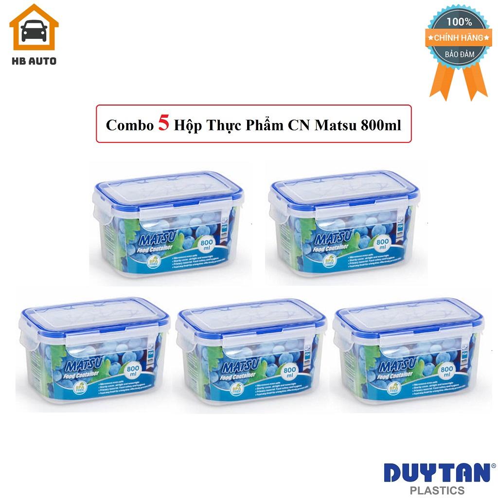 Combo 5 hộp nhựa chữ nhật đựng thực phẩm duy tân matsu 800ml no.432