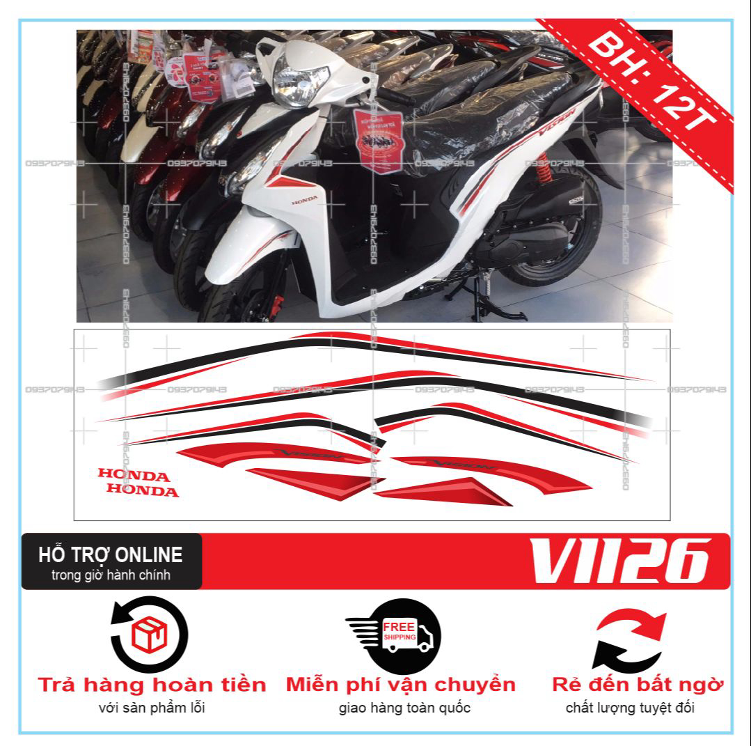 TEM XE VISION, TEM RỜI VISION 2016 1126 DÁN XE TRẮNG