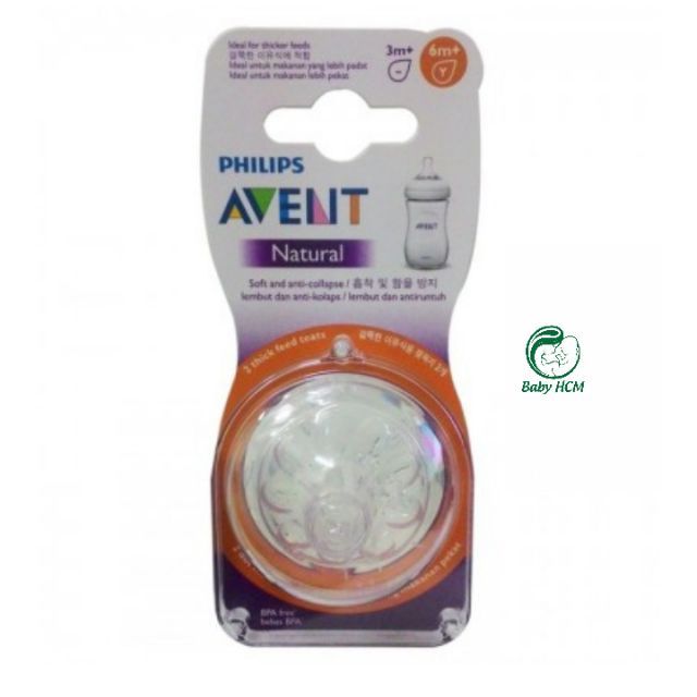 Núm Ty Thay Bình Sữa  Philips Avent Natural Chữ Y [Sữa đặc, thức ăn đặc]