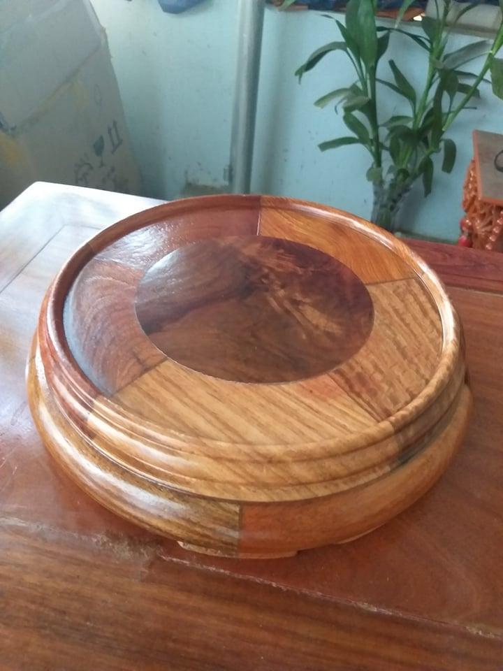 Đế để bát hương, tượng phật – đế tròn gỗ hương 20cm x6cm